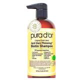 PURA D'OR Original Gold Label Anti-Thinning Shampoo CLINICALLY TESTED Botanical Formula Biotin & Argan Oil Sulfate-Free Strengthening & Volumizing for Fuller-Looking Hair, Men & Women, 16 