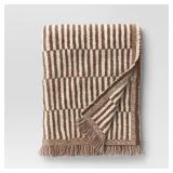 50''x60'' Oversized Woven Linework Throw Blanket Dark Camel/Cream - Threshold - Retail: $30