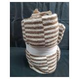 50''x60'' Oversized Woven Linework Throw Blanket Dark Camel/Cream - Threshold - Retail: $30