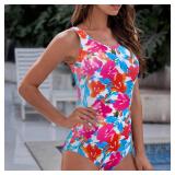 Zando Womens One Piece Swimsuits Tummy Control Modest Bathing Suit for Women 2026 Athletic Swimsuits for Aqua Aerobics Chlorine Resistant Swimming Suits Full Coverage Swimwear for Ladies Pink Flower S