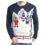 Men's Christmas Reindeer Snowman Santa Snowflakes Sweater (XX Large, Santa Ps) - Retail: $35