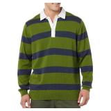 Amazon Essentials Men's Rugby Sweater, Olive Stripe, X-Large - Retail: $32