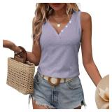 Women's V-Neck Sleeve Blouse - Casual Loose Fit Tunic Top with Embroidery Detail, Dressy Elegant Shirt for Women (Purple,Medium) - Retail: $88
