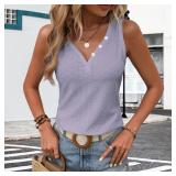 Women's V-Neck Sleeve Blouse - Casual Loose Fit Tunic Top with Embroidery Detail, Dressy Elegant Shirt for Women (Purple,Medium) - Retail: $88