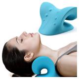 RESTCLOUD Neck and Shoulder Relaxer, Cervical Traction Device for TMJ Pain Relief and Cervical Spine Alignment, Chiropractic Pillow Neck Stretcher (Blue) - Retail: $20