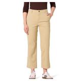 Amazon Essentials Women's High-Rise Regular-Fit Ankle-Length Wide-Leg Khaki Pant, Tan, 0 - Retail: $21