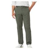 Amazon Essentials Men's Straight-Fit Wrinkle-Resistant Flat-Front Chino Pant, Dark Olive, 36W x 32L - Retail: $28