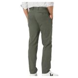 Amazon Essentials Men's Straight-Fit Wrinkle-Resistant Flat-Front Chino Pant, Dark Olive, 36W x 32L - Retail: $28