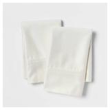 King Solid Performance 400 Thread Count Pillowcase Set Sour Cream - Threshold: Cotton Sateen, Machine Washable, Set of 2 - Retail: $29
