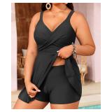 Aqua Eve Plus Size Swim Dress - Two Piece Tankini Swimsuit Tummy Control Bathing Suit with Shorts 2025 Black 18W - Retail: $40