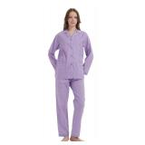 GLOBAL Women's 100% Cotton Pajama Sets | Two-Piece Soft Long-Sleeved PJs With Pants for All Seasons | Button Down Front Top and Drawstring Waist Bottom Nightwear XL - Retail: $32