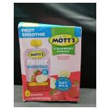Motts Fruit Smoothies Strawberry Banana, 4.2 oz clear pouches, 4 Pack, Non-dairy, Made With Oatmilk, Made With Real Fruit, Good Source of Calcium, On-the-Go