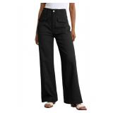 Dokotoo Women's Pants Black Cargo Wide Leg Pants Women High Waisted Jeans for Women Work Slacks Dress Womens Trousers Casual 2025 Spring Outfits Teacher Trendy Denim Clothes Clothing Palazzo size 8 - 