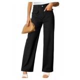 Dokotoo Women's Pants Black Cargo Wide Leg Pants Women High Waisted Jeans for Women Work Slacks Dress Womens Trousers Casual 2025 Spring Outfits Teacher Trendy Denim Clothes Clothing Palazzo size 8 - 