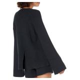 The Drop Women's Alice Crewneck Back Slit Ribbed Pullover Sweater, Black, 3X, Plus Size - Retail: $45