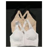 Front Zip Sports Bra with Cross Back Design Large  - Retail: $25