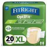 FitRight OptiFit Extra Adult Briefs with Tabs, Unisex, X-Large (56-64 Inches), Moderate Absorbency, Comfortable and Protective, Ideal for Medical Patients, Hospitals, Nursing Homes, Pack of 20 - Retai