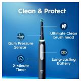 Oral-B iO Deep Clean Rechargeable Electric Toothbrush, Black, iO Series 3 Limited, 2 Brush Heads, Travel Case, Pressure Sensor, 3 Cleaning Settings - Retail: $110