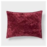 Standard Luxe Diamond Stitch Velvet Quilt Pillow Sham Berry Red - Threshold: Recycled Polyester, OEKO-TEX Certified, No Flange - Retail: $25
