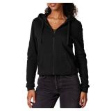 Amazon Essentials Women's Fleece Full-Zip Hoodie Black, Medium - Retail: $16