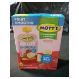 Motts Fruit Smoothies Strawberry Banana, 4.2 oz clear pouches, 4 Pack, Non-dairy, Made With Oatmilk, Made With Real Fruit, Good Source of Calcium, On-the-Go