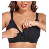 DotVol Women's Front Closure Cotton Wireless Unlined Comfort Everyday Bra(Black,36B) - Retail: $23