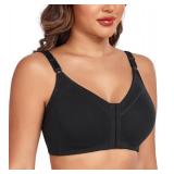 DotVol Women's Front Closure Cotton Wireless Unlined Comfort Everyday Bra(Black,36B) - Retail: $23