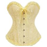 Vrapo Elfin Yellow Corset Top for Women | Overbust Lace Up Waist Cincher Shapewear Lingerie - Size L - Retail: $24