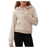 Doshoop Girls Half Ziper Collar Cropped Hoodies Long Sleeve Fleece Zip Up Pullover Sweatshirts small - Retail: $20