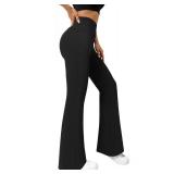 COPYLEAF Flare Leggings for Women High Waisted Yoga Pants with Pockets Workout Gym Work Tummy Control Bootcut Leggings(Black S) - Retail: $13