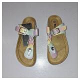 Torotto Boys Girls Cork Footbed Sandals Kids Flip Flops with Adjustable Braided Straps (Toddler/Little Kid/Big Kid) SIZE 32