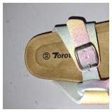 Torotto Boys Girls Cork Footbed Sandals Kids Flip Flops with Adjustable Braided Straps (Toddler/Little Kid/Big Kid) SIZE 32