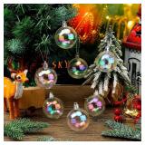 10 BOXES - of Jutom 24 Pcs Christmas Iridescent Ornaments Ball Clear Plastic Bubbles Cauldron Halloween Hanging Ornament Balls Bulk Wedding Decorative Rainbow Hanging Craft for DIY Witch Magic Pot (1.