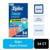 2 BOXES of Ziploc  Brand Quart Freezer Slider Bags, Power Shield  Technology for More Durability, 34 Count