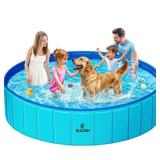 Sloosh Foldable Dog Kiddie Pool - Portable Hard Plastic Doggie Swimming Pool Anti-Slip Collapsible Pets Bath Tub Suitable for Kids Indoor Outdoor Bac