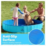 Sloosh Foldable Dog Kiddie Pool - Portable Hard Plastic Doggie Swimming Pool Anti-Slip Collapsible Pets Bath Tub Suitable for Kids Indoor Outdoor Bac