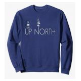 Up North Pine Trees Nature Outdoors Sweatshirt Navy XXL