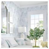 18 ROLLS - of Heroad Blue Peel and Stick Wallpaper French Floral Contact Paper for Cabinet Drawers Vintage Self Adhesive Removable Wall Paper for Bedroom Bathroom Stick on Walls Decor Vinyl Roll 17.3'