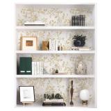 22 ROLLS of Heroad Floral Wallpaper Peel and Stick White and Gold Contact Paper Modern Removable Contact Paper for Cabinets and Drawers Bathroom Vinyl Roll Self Adhesive 78.7' x 17.3'