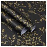 11 ROLLS - of Heroad Peel and Stick Wallpaper Black Contact Paper Gold Floral Wallpaper Modern Boho Removable Contact Paper for Cabinets Drawers Bedroom Self Adhesive Vinyl Papel Tapiz para Pared 118'
