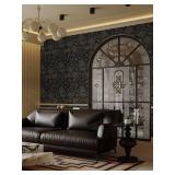 11 ROLLS - of Heroad Peel and Stick Wallpaper Black Contact Paper Gold Floral Wallpaper Modern Boho Removable Contact Paper for Cabinets Drawers Bedroom Self Adhesive Vinyl Papel Tapiz para Pared 118'