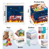 Clastyle Cars Kid Storage Cube Organizer Set Closet Clothes Cube Storage Bin Nursery Toddler Toy Box Chest Girl Boy Book Shelf Basket, Fire Truck,11.8x11.8x11.8 in