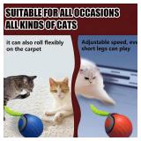 Smart Interactive Cat Toy,2025 New Generation Interactive Cats Toys,Interactive Cat Toys for Indoor C at Ball,Automatic Moving Cats Toy Ball with Tail (Blue+Orange)