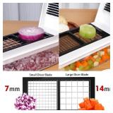 Vegetable Chopper, Multi-functional Food Chopper, 4 in 1 Onion Slicer Vegetable Cutter, Onion Chopper, Veggie Slicer, Food Chopper with Container and Lid (White)