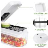 Vegetable Chopper, Multi-functional Food Chopper, 4 in 1 Onion Slicer Vegetable Cutter, Onion Chopper, Veggie Slicer, Food Chopper with Container and Lid (White)