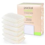 Practical Matter Kitchen Sponge, Organic Cotton Fiber All-Purpose Dish Sponges for Washing Dishes and Cleaning All Surfaces, Durable Non Scratch Scrub, 6 Count Value Pack