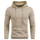 COOFANDY Mens Hooded Sweatshirt Casual Long Sleeve Drawstring Waffle Knit Pullover Hoodies SIZE M