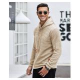 COOFANDY Mens Hooded Sweatshirt Casual Long Sleeve Drawstring Waffle Knit Pullover Hoodies SIZE M