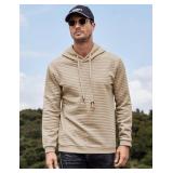 COOFANDY Mens Hooded Sweatshirt Casual Long Sleeve Drawstring Waffle Knit Pullover Hoodies SIZE M