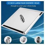 Voolan Rain Shower head, High Pressure Shower Head Made of 304 Stainless Steel, Relaxed Shower Experience Even at Low Water Flow and Pressure (10' Chrome)